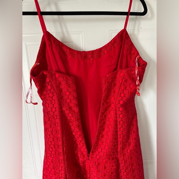 MONIQUE LHUILLIER Sleeveless Dotted Lace Midi Dress - Picture 11 of 12